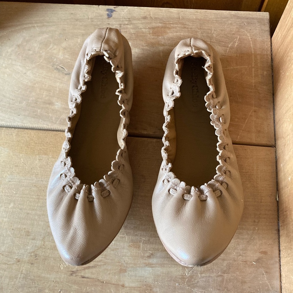 See By Chloe Beige Leather Ballet Flats size 7